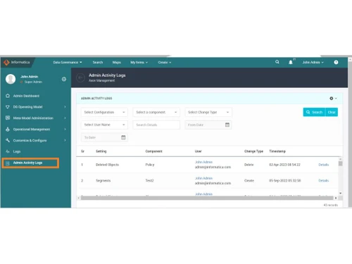 Informatica Axon Admin Log