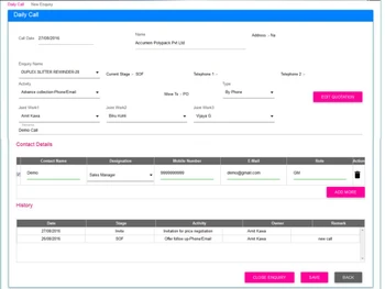 ravish systems relationware-crm calls