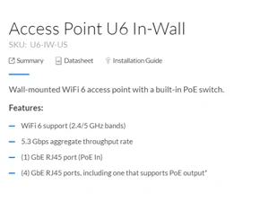 Ubiquiti Unifi Access Point-Access-point-U6 In Wall