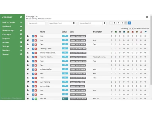 Webroot Security Awareness Training Campaign List