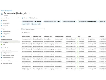 microsoft azure backup jobs