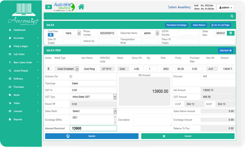 Auromine Jewellery GST Billing Software