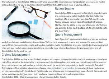 Constellation tms claim management