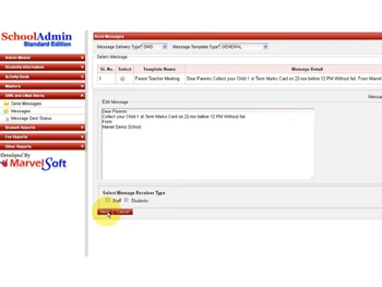 marvelsoft school management message