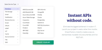 dreamfactory apis without code