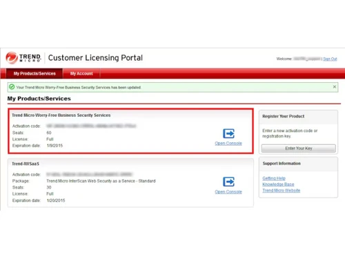 Trend Micro Worry Free portal