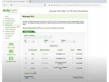 gotomypc-manage pcs