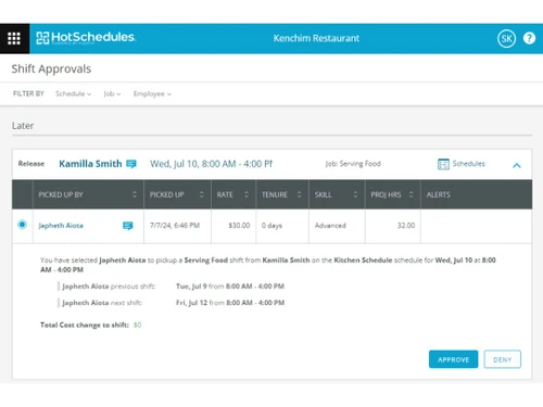 Hotschedules Shift Approvals
