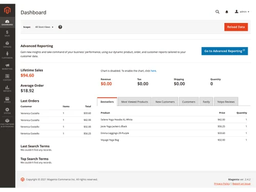magento reporting