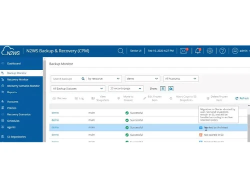 N2Ws Cloud Protection Manager Backup Monitor