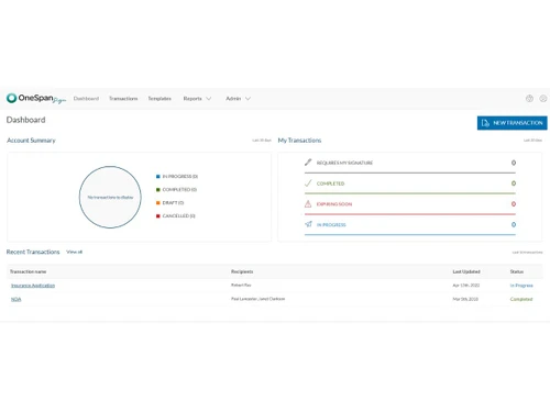 OneSpan Sign-dashboard