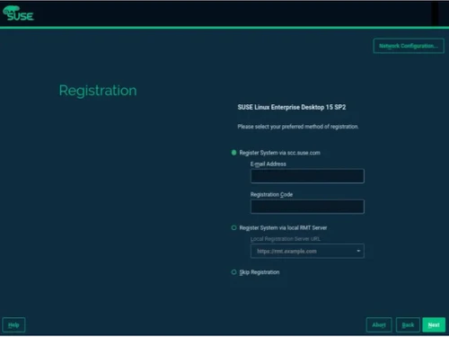 Suse Linux Enterprise registration